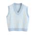 Oversized Fashion Women Knit Vest Sweater Houndstooth Print Loose V-Neck Sleeveless Side Vents Chic Tops Waistcoat Female Autumn
