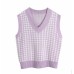 Oversized Fashion Women Knit Vest Sweater Houndstooth Print Loose V-Neck Sleeveless Side Vents Chic Tops Waistcoat Female Autumn