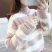 Sweater Women Turtleneck Pullover Jumper Stripe Thick Sweater Imitated Mink Wool Sweater Sweter Women Clothes 