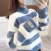 Sweater Women Turtleneck Pullover Jumper Stripe Thick Sweater Imitated Mink Wool Sweater Sweter Women Clothes 