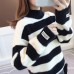Sweater Women Turtleneck Pullover Jumper Stripe Thick Sweater Imitated Mink Wool Sweater Sweter Women Clothes 