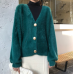 Elegant Loose Women Knitted Cardigans Lantern Sleeve Mohair Sweater Jumpers Autumn winter Female Cardigan Jacket