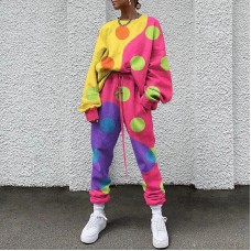 Stylish Printed Round-necked Long-sleeved Trousers Sports Two-piece Suit  Two Piece Set  Crop Top  Two Piece Set Women  Clothes