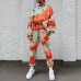 Stylish Printed Round-necked Long-sleeved Trousers Sports Two-piece Suit  Two Piece Set  Crop Top  Two Piece Set Women  Clothes