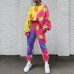 Stylish Printed Round-necked Long-sleeved Trousers Sports Two-piece Suit  Two Piece Set  Crop Top  Two Piece Set Women  Clothes