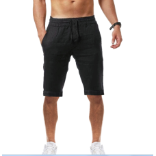Summer new men's casual sports pants cotton and linen shorts solid color linen five-point pants Summer new men's casual sports pants cotton and linen shorts solid color linen five-point pants