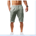 Summer new men's casual sports pants cotton and linen shorts solid color linen five-point pants