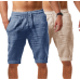 Summer new men's casual sports pants cotton and linen shorts solid color linen five-point pants