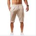 Summer new men's casual sports pants cotton and linen shorts solid color linen five-point pants