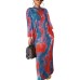 BAMBOOBOY Spring New Contrast Color Colorblock Long Sleeve Printed Loose Maxi Casual Dress ZL1206