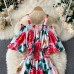 Seaside Holiday Dress Women's Summer Wear New Hollow Out Off Strapless Dress Short Sleeve Slim Female Dress