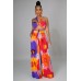 Dashiki Women African Clothes for Women Floral Printing Long Dress New Casual Elegant Tube Top Pants V-Neck Women's 2-Piece Su