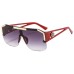 Oversized Square Sunglasses Men Women Vintage Metal Big Frame Semi-Rimless One Lens Sun Glasses UV400
