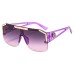 Oversized Square Sunglasses Men Women Vintage Metal Big Frame Semi-Rimless One Lens Sun Glasses UV400