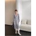 Korean Fashion Chic Midi Long Dresses For Women Lantern Long Sleeve Vintage Floral V-neck Loose Sexy Beach Boho Lady Dress Femme