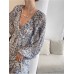 Korean Fashion Chic Midi Long Dresses For Women Lantern Long Sleeve Vintage Floral V-neck Loose Sexy Beach Boho Lady Dress Femme