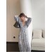 Korean Fashion Chic Midi Long Dresses For Women Lantern Long Sleeve Vintage Floral V-neck Loose Sexy Beach Boho Lady Dress Femme