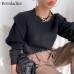 Autumn Winter Loose O Neck Fake Two Piece Pullover Basic Warm Sweater for Women Korean Soft Kniited Sweater Tops