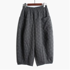 Pockets Dots Elastic Waist Harem Trousers New Loose Fit Calf-Length Pants Women Fashion Tide Spring Summer  