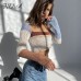 FSDA Knitted Long Sleeve Crop Top Women Beach Autumn Summer Patchwork Vintage Green Casual T Shirts Sexy Fashion FSDA Knitted Long Sleeve Crop Top Women Beach Autumn Summer Patchwork Vintage Green Casual T Shirts Sexy Fashion