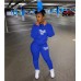 Fall Winter Tracksuits Two Piece Set Women Pink Letter Print Sport Casual Outfits Zip Sweatshirt Top+Pants Set Women Sweat Suits