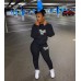 Fall Winter Tracksuits Two Piece Set Women Pink Letter Print Sport Casual Outfits Zip Sweatshirt Top+Pants Set Women Sweat Suits
