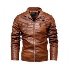 Men Leather Jacket Autumn Zipper Long Sleeve High Quality Motorcycle Jacket Coat Winter Turn Down Collar Plus Size Male Coat