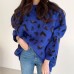 Korean Women's Sweater Chic Autumn Winter Lazy Round Neck Leopard Pattern Pullover Loose Skin Friendly Long Sleeve