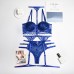 Sexy Three Piece Underwear With Chest Pad Sponge Steel Ring Shaping Lace Hanging Neck Adjustment