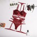 Sexy Three Piece Underwear With Chest Pad Sponge Steel Ring Shaping Lace Hanging Neck Adjustment