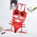 Sexy Three Piece Underwear With Chest Pad Sponge Steel Ring Shaping Lace Hanging Neck Adjustment