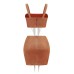 Popular Women's Metal Tassel Careful Machine Small Exposed Belly Button Top Skirt Short Two Piece Set