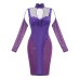 New Suspender Perspective Sexy Mesh Satin Stitching Slim Bag Hip Women's Dress