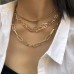 Personality geometric layer creative necklace female retro punk multi-layer mix and match chain necklace