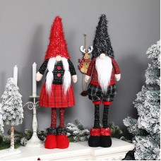 New Christmas decorations retractable faceless doll red and gray pointed hat standing doll window set props