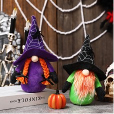 New Halloween decorations spider web hat Rudolph dwarf doll ghost festival faceless doll decoration