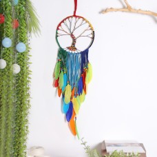 Colorful Bohemian Tapestry Home Decor Tree Of Life Hand Woven Colorful Cloth Feather Pendant
