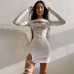Spring And Summer New Women's Fashion Round Neck Sexy Hollow-Out Slim Slit Fork Strap Hip Dress