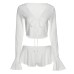 Spring And Summer New Women's Fashion Bell-Sleeved Sexy V-Neck Low-Cut T-Shirt Casual Ultra-Shorts Suit