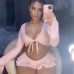 Spring And Summer New Women's Fashion Bell-Sleeved Sexy V-Neck Low-Cut T-Shirt Casual Ultra-Shorts Suit