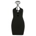 Spring/Summer New Women's Sexy Hollowed-Out Fashion Strappy Halterneck Slim Fit Hip Dress