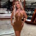 Spring/Summer New Women's Sexy Hollowed-Out Fashion Strappy Halterneck Slim Fit Hip Dress