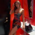 Summer New Women's Fashion Wrap Chest Sexy Backless Straps Slim Bag Hip Print Dress