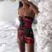 Summer New Women's Fashion Wrap Chest Sexy Backless Straps Slim Bag Hip Print Dress