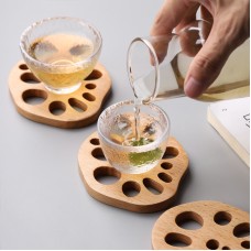 Japanese Creative Lotus Root Slice Coaster Beech Solid Wood Coaster Anti-Scalding Pad Mug Tea Cup Coffee Cup Insulation Mat