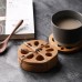 Japanese Creative Lotus Root Slice Coaster Beech Solid Wood Coaster Anti-Scalding Pad Mug Tea Cup Coffee Cup Insulation Mat