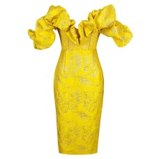 New Summer Off-The-Shoulder Sexy French Dress Temperament Print Floral Wrap Chest Sequin Dress