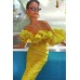 New Summer Off-The-Shoulder Sexy French Dress Temperament Print Floral Wrap Chest Sequin Dress