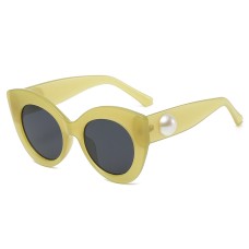 New Fashion Cat Eye Big Frame Sunglasses Net Red Street Shot Candy Color Pearl Glasses Female Trend Sunglasses