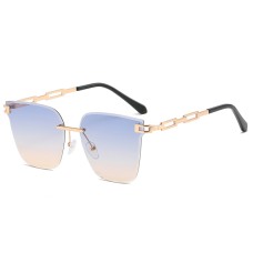 New Fashion Rimless Cut-Edge Sunglasses Men And Women Metal Hollow Gradient Sunglasses Marine Glasses
